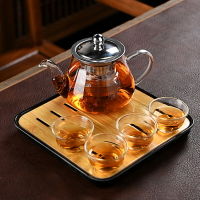 透明玻璃茶具套裝家用功夫茶杯茶臺簡約客廳辦公室泡茶茶壺茶盤E