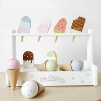 Simulation Ice Cream Shop Wooden Toys Educational Boys and Girls Play House Role Play Selling Ice Cr