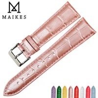 MAIKES Hot Selling Fashion Watchbands Pink Genuine Leather Watch Strap 12mm-22mm For Women Watch Band For Tissot Watch Bracelet