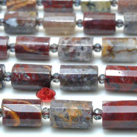 Natural Pietersite Stone Faceted Tube Beads Wholesale Loose Gemstone For Jewelry Making Diy Bracelet Necklace Dark Red Brown