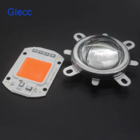 1set Hydroponice AC 220V 50w led grow chip full spectrum 380nm-840nm+44mm 60degree lens for indoor led grow light