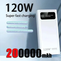 200000mAH 120W Power Bank Super Fast Charging Battery High Capacity Digital Display Power Bank For Iphone 15 Samsung Xiaomi New