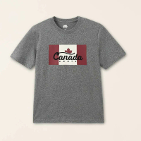 Roots男裝-加拿大日系列 加拿大國旗有機棉短袖T恤(灰色)-XL