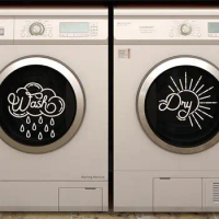 Wash Rain Cloud &amp; Dry Sun Vinyl Decal Laundry Room Decal Sticker Washer and Dryer Sticker Set