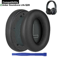 Protein Leather Replacement Earpads Ear Pads Cushion Repair Parts for Anker Soundcore Life Q20 Q20+ BT Plus Headphones Headsets