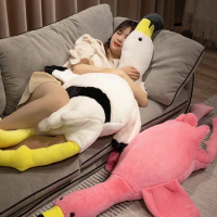 Large -Sized Fluffy Flamingo Plush Toys Sleep Pillow Cute Stuffed Animal Plushies Doll Floor Cushion Children's Birthday Gift