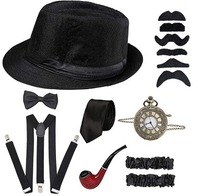 1920s หมวกวินเทจผู้ชาย Gatsby พรหมปาร์ตี้   ชุดสายรัดและเนคไท