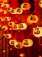 新年紅燈籠福字led小彩燈2024過年氣氛陽臺春節裝飾氛圍閃燈串燈