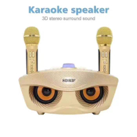 Free shipping SD 306 Portable Family Karaoke System Two Wireless Microphones With 20w Stereo BT Karaoke Speaker