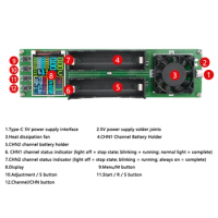 18650 Lithium Battery Capacity Tester Automatic Internal Resistance Tester Battery Power Detector Module Type-C Interface