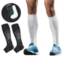 1 Pair Nylon Compression Calf Ankle Sleeves Knitted Anti-Collision Silicone Shin Guards Protectors Sports Cycling Football Socks