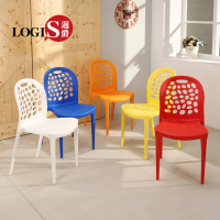 【LOGIS】LOGIS邏爵- 創意鏤空塑膠餐椅兩入優惠(工作椅 休閒椅 書桌椅 北歐風)