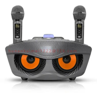 High quality 20W Bass Sound Family KTV SD306plus 2-in-1 Portable Karaoke Wireless Speaker With Dual Microphone, Owl Speaker