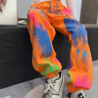 Spring And Autumn Loose Casual Pants, Lengthened Workwear Pants Tie Dyed And Painted Feeling Bundle