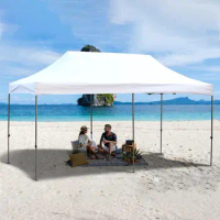 10' x 20' Pop Up Canopy Tent Commercial Instant Canopy with Roller Bag 6 Sand Bags Outdoor Canopies for Festival