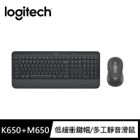 Logitech 羅技 鍵鼠組 K650無線鍵盤+M650多工靜音無線滑鼠-石墨灰組