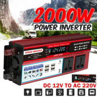 Peak 2000W Inverters Modified Sine Wave Solar Power DC 12 To AC 220V Voltage Transformer Car Adapter Charging Converter