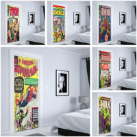 Marvel Movie Super hero Spider man Iron Man Hulk HD Home decoration Door sticker Nursery Kids Room Wall Sticker Aesthetic Comics