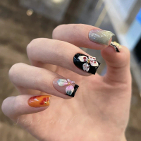 10Pcs False Nails With 3D Flower Design Long-lasting Fake Nails For Party Wedding