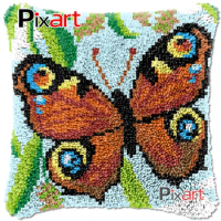 Latch Hook Cushion Cover Peacock Butterfly Crocheting Pillowcase Kits Chunky Yarn Needlework Knitted Carpet Rug Hobby &amp; Crafts