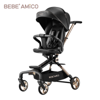 Bebe Amico-X7輕奢小休旅雙向手推車-/奶霜奶茶/黑曜燦金/靜謐霧藍(嬰兒推車/三輪車/高景觀)