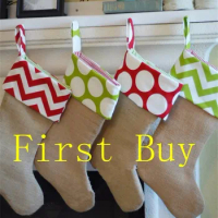 2016 new design good quality 6 styles burlap Christmas stocking canvas Christmas decoration gift bag socks tree decoration