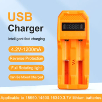 18650 Battery Charger 2/4 Slots Lithium Battery Charger 4-Bay 5V2A Charging Bank Battery Charger For 18650/16340/14500 Batteries