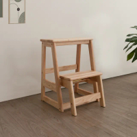 【麗得傢居】貝里爾全實木階梯椅 樓梯椅 實木摺疊椅凳 二層梯椅(橡膠木全實木)