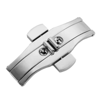 5mm 6mm Automatic Butterfly Stainless Steel Watch Buckle Polished Band Silver Orient Button For Longines Double Push Accessories