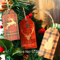 Christmas Gift Tag,Santa Claus,Snowman,X'mas tree...Holiday Decoration tag "With String" 50pcs/lot