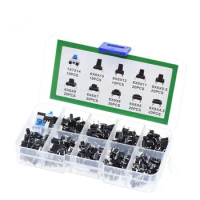 180pcs/lot Tactile Push Button Switch Micro Momentary Tact Assortment Kit 4 / 6 Pin 6mm ON OFF Keys Button Switches With Box