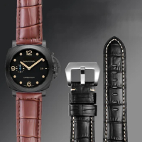 Cowhide Leather Watchband For Panerai Fossil Hamilton Men PAM Watch Strap Bracelet Stainless Steel Buckle wristband 22mm 24mm 26