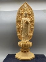 檜木雕刻新中式阿彌陀佛像擺件工藝禮品如來佛祖神像家居客廳裝飾