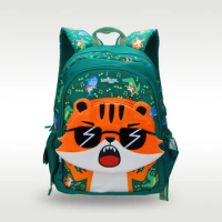 Australia Smiggle Original Children's Schoolbag Boy Backpack Green Tiger Cartoon Shape School Supplies 14 Inches 4-7 Years Old