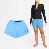 Nike 短褲 Voyage Cover-Up 女款 藍 黑 Swim 泳裝 泳褲 可條腰帶 拉鍊口袋 游泳 NESSE321-486