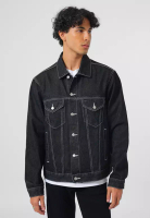 Edwin Jeans Jacket Denim Trucker Relaxed Fit Black Rinsed