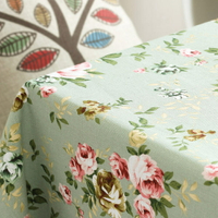 田園時尚玫瑰 棉麻布桌布餐桌布 茶几布 (130*180cm)