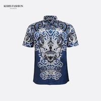 Keris Gallery Kemeja Batik Slimfitfit Lengan Pendek Motif Keris Naga Mustaka Navy, M