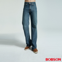 【BOBSON】男款小尻革命大直筒牛仔褲(中藍53)