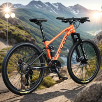 Dual shock absorption,Soft tail Mountain bike,High carbon steel frame,24/26/27.5inch，24/27/30speed,aldult Men and women student
