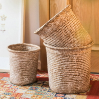 草編花筒裝飾花器花盆套收納籃藝術美式中式日式