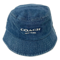 COACH 經典LOGO牛仔布漁夫帽(素面-牛仔藍)