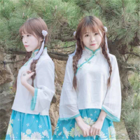 Hanfu Costume Dress Women Long Sleeve Oriental Chinese Traditional Fairy Princess Photography Skirts Cheongsam Qipao Tops