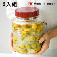 【好拾物】ADERIA 日本製釀梅 梅酒罐 密封罐 釀酒罐 復古紅蓋 梅酒瓶(2入組4L)
