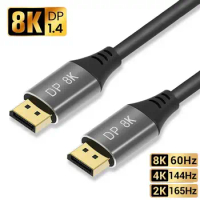 DP1.4 Cable 8K Cable 60Hz HD-Compatible TV Adapter Cable 1m/2m/3m Video Adapter Cable for TV Computer Laptop 4K Gaming Cable