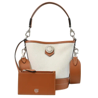 【MOYNAT】BALUCHON BB 低調帆布皮革拼接手提包水桶包兩用包(米咖)