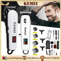 ☆Kemei ปัตตาเลี่ยนผมไฟฟ้ามืออาชีพมีดโกนแบบชาร์จไฟได้ที่กันจอนปรับ ปัตตาเลี่ยน KM-809A+KM-PG232 ชุดคร