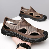 NEOZ Sandal Pria Dewasa Sandal Anti Selip Sandal Kasual Sandal Pria Sandal 44 Cokelat-6018