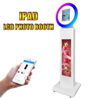 iPad Photo Booth Shell Adjustable Stand Portable Photo Booth RGB Ring Light Selfie Machine With LCD Display and Flight Case