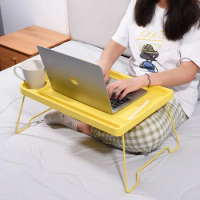 Foldable Standing Desk Laptop Stand for Bed, Portable Plastic Study Table Lightweight Children's Game Table Dining Table for Car